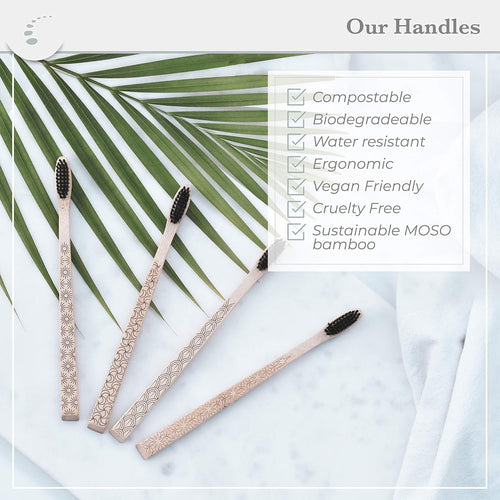 Bamboo Toothbrush - charcoal Infused (Set of 4)